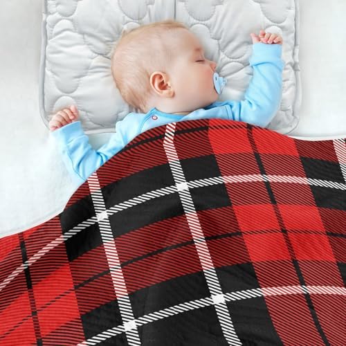 SHJI Plaid Swaddle Blanket 30x40in for Baby