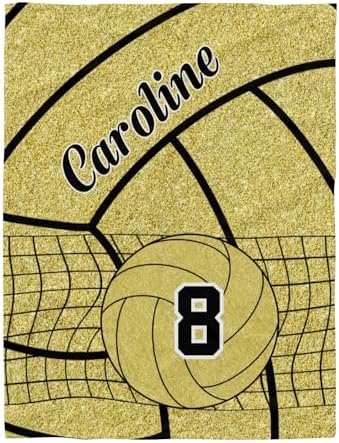 Personalized Gold Volleyball Baby Blanket with Name