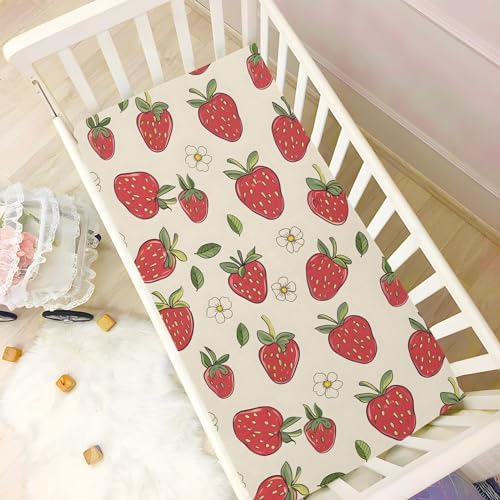 ALAZA Strawberry Berry Crib Sheets for Girls and Boys