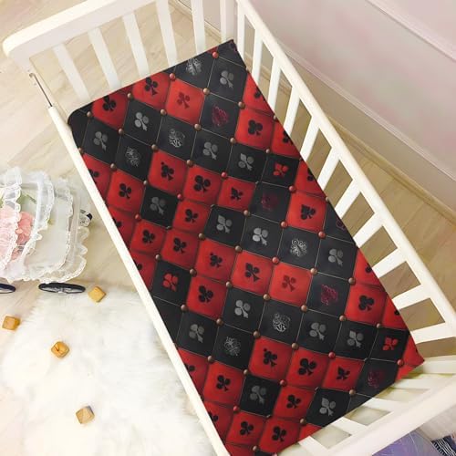 ALAZA Royal Red Black Crib Sheets for Kids