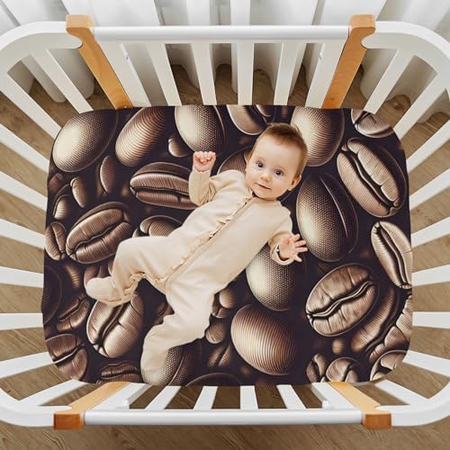 ALAZA Coffee Beans Pattern Crib Sheets for Baby