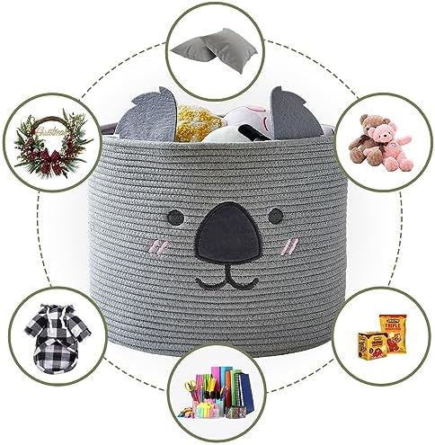 OMERAI Koala Cotton Rope Woven Basket 15 x 126 Grey