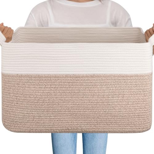 OIAHOMY 95L Woven Blanket Basket with Handle