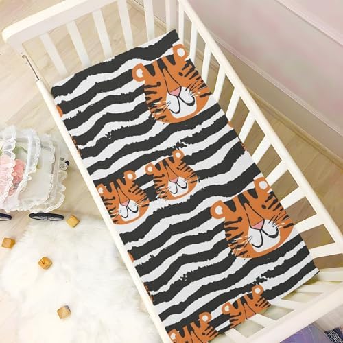 ALAZA Tiger Zebra Crib Sheets for Girls and Boys 1