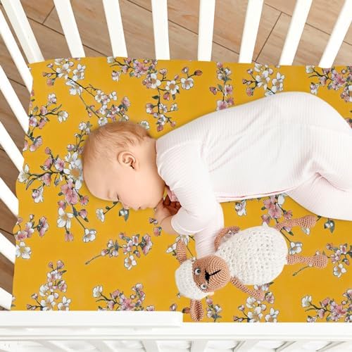 Wassud Orange Floral Crib Sheets Pack
