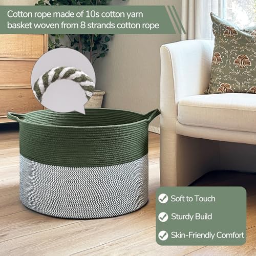 INDRESSME Green Large Laundry Basket with Handles