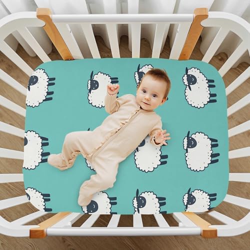 Wassud Cute Sheep Crib Sheets Breathable 27x39 Inch Pack and Play Fitted