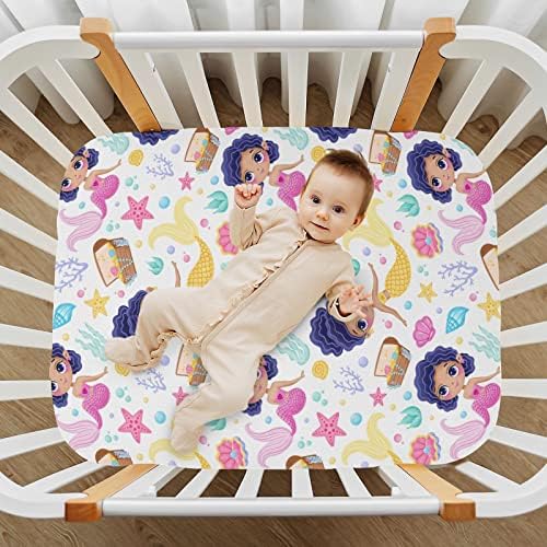 Fitted Crib Sheets Mermaid Star Pattern for Baby Toddler