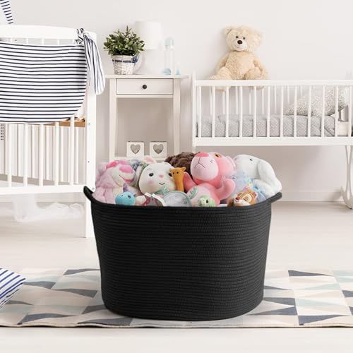 Maliton Woven Cotton Rope Basket 22x14 Black