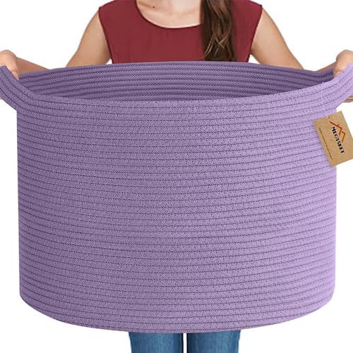 MEGASKET Purple Rope Storage Basket 22 X 14 Large Woven Bin