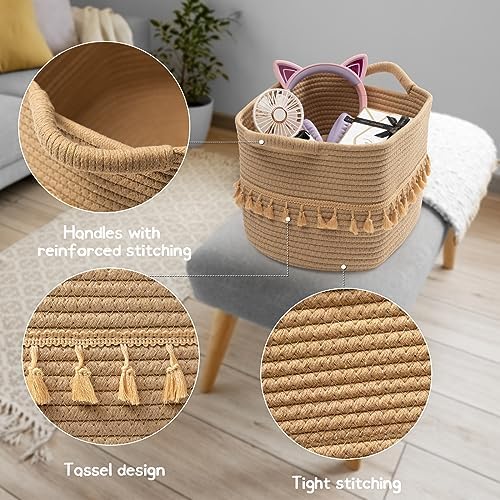 TeoKJ 3 Pack Cotton Storage Baskets with Tassels