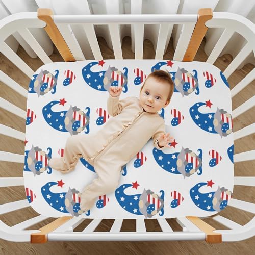 KICPOAY Fitted Crib Sheets Patriotic Gnomes 39x27in