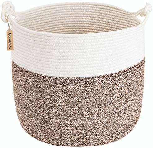 Goodpick Woven Cotton Rope Storage Basket for Blankets and Toys