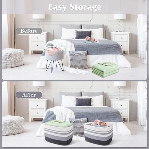 WISELIFE 3 Pack Storage Baskets Grey