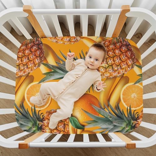 ALAZA Pineapple Orange Crib Sheets for Girls and Boys