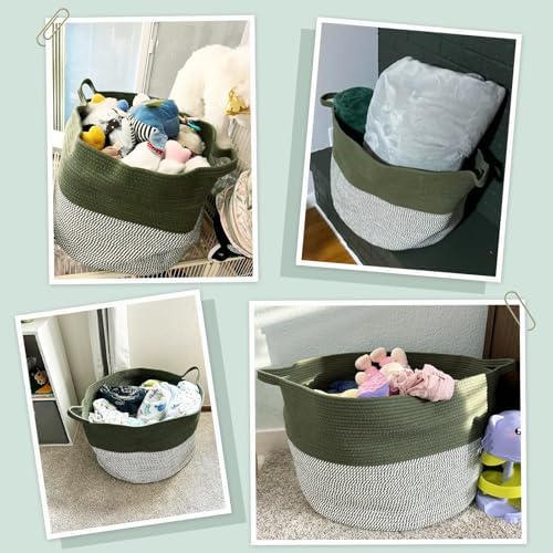 INDRESSME Green Large Laundry Basket with Handles