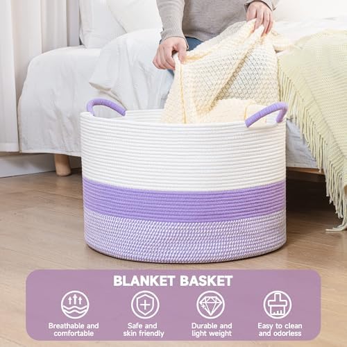 CLHMILYZ Cotton Rope Basket - 20x13 Inches Storage Bin