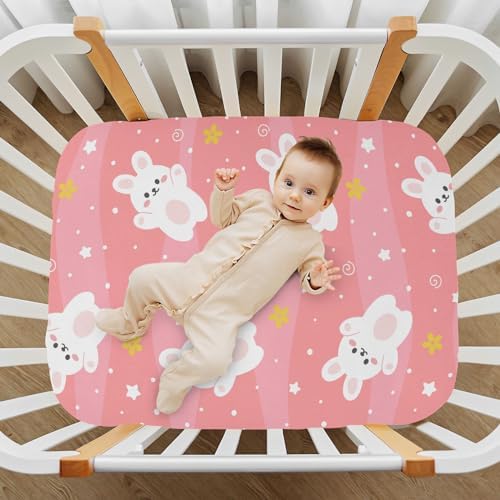 KICPOAY Cartoon Rabbit and Star Crib Sheets