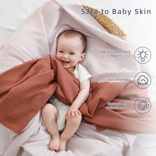 DaysU Muslin Swaddle Blanket 2 Pack - 47x47 Brown Lilac Ash