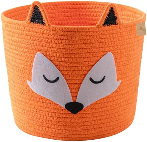 HomeyPine Fox Basket Woven Cotton Storage Hamper for Baby