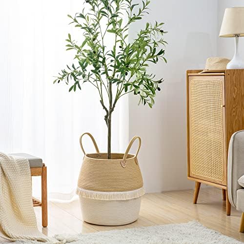 KAKAMAY Cotton Woven Storage Basket 17x17 Beige