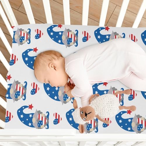 KICPOAY Fitted Crib Sheets Patriotic Gnomes 39x27in