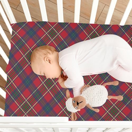 Green Red Classic Tartan Crib Sheets for Boys and Girls