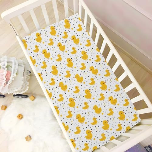 ALAZA Cute Yellow Duck Polka Dot Crib Sheets for Girls and Boys
