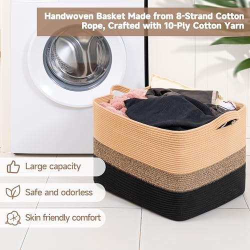 CLHMILYZ Square Cotton Rope Storage Basket - 22x17x138 Inches
