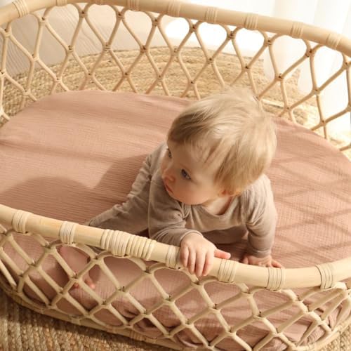 Huxie Mini Crib Sheets - Organic Cotton Muslin Fitted 24 x 38