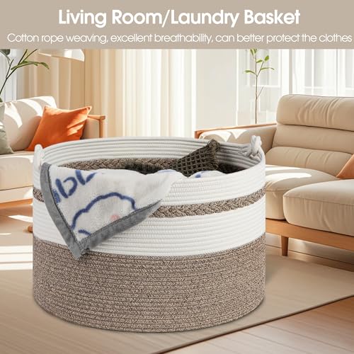 HOBASKET Large Woven Rope Storage Basket 20x13 Inch