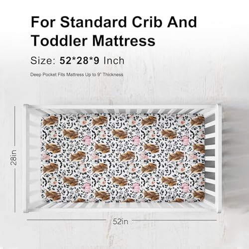 KASTLEE Fall Highland Cows Crib Sheets for Girl Boy