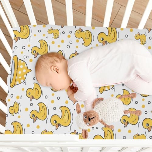 ALAZA Yellow Duck Crib Sheets for Girls and Boys