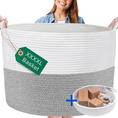Huddle Supply Co Jumbo 125L Extra Large Woven Blanket Basket
