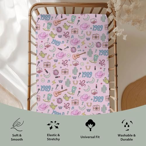 Soft Stretchy Crib Sheets for Boy Girl 52x28 Desert Country Cactus Moon
