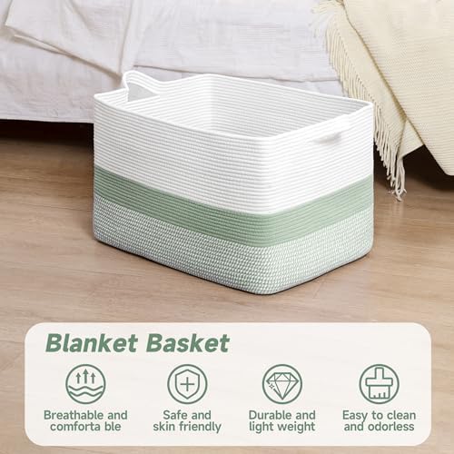 CLHMILYZ Square Cotton Rope Storage Basket - 22x17x138 Inches 1