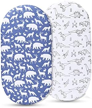 JHION Baby Crib Sheets Fitted 2 Pack White Blue
