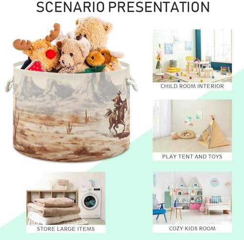 YETTASBIN Large Round Storage Basket for Baby Toys Books