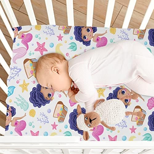 Fitted Crib Sheets Mermaid Star Pattern for Baby Toddler