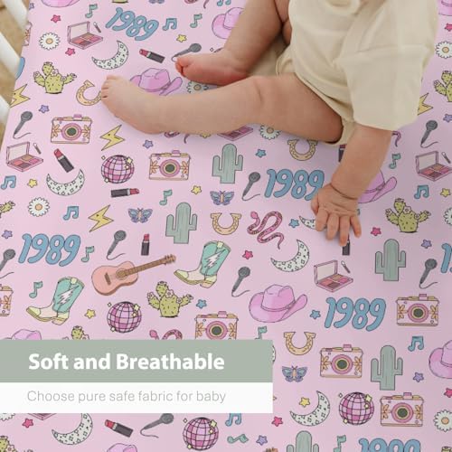 Soft Stretchy Crib Sheets for Boy Girl 52x28 Desert Country Cactus Moon