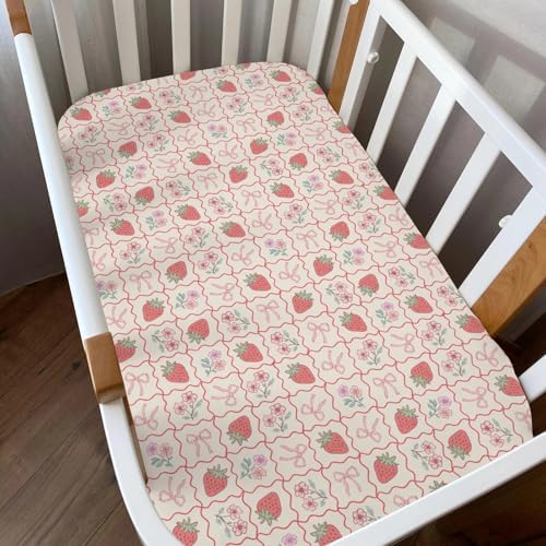Boho Strawberry Flowers Crib Sheets 2 Pack