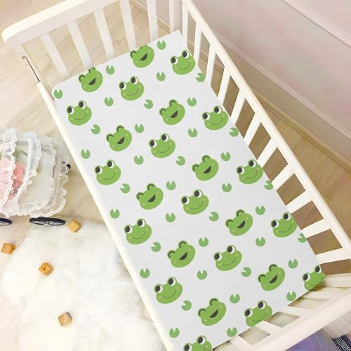 Happy Frogs Green Leaves Crib Sheets Playard Sheets for Baby Toddler