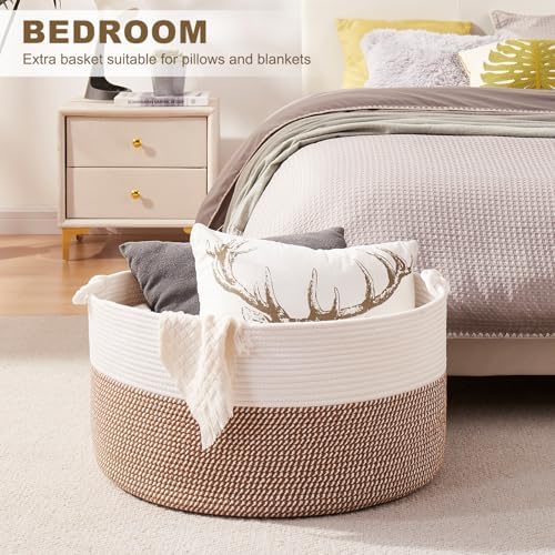 OIASKET XXL Woven Cotton Basket for Living Room Storage