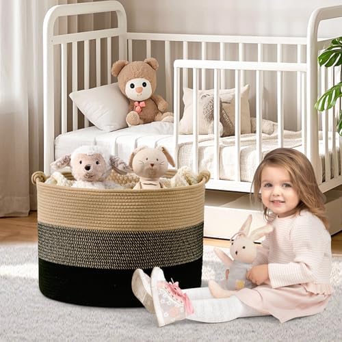Degeyoyo Large Blanket Basket 20x13 Cotton Woven Storage With Handle