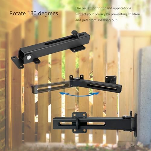 VANROUG Adjustable Flip Gate Latch Lock with Padlock Hole Matte Black
