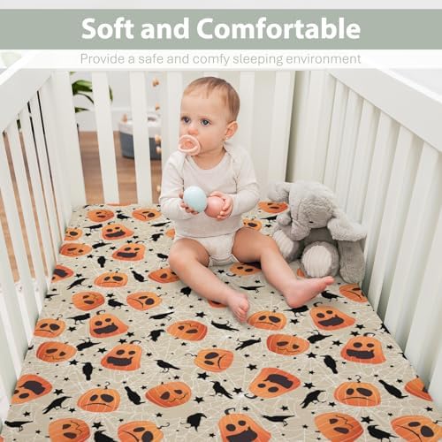 Halloween Pumpkin Crows Baby Crib Sheets 52x28