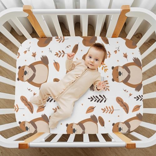 ALAZA Cute Beaver Forest Baby Crib Fitted Sheet