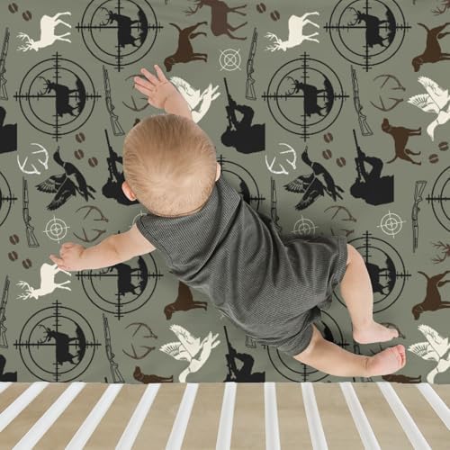 Hunting Deer Duck Baby Crib Sheets 52x28 Inch Fitted Mattress Cover