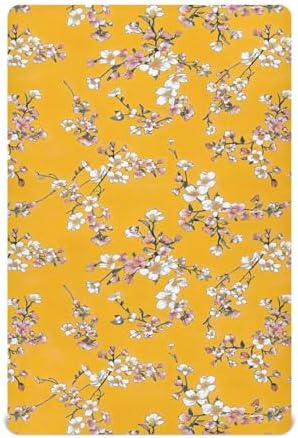 Wassud Orange Floral Crib Sheets Pack