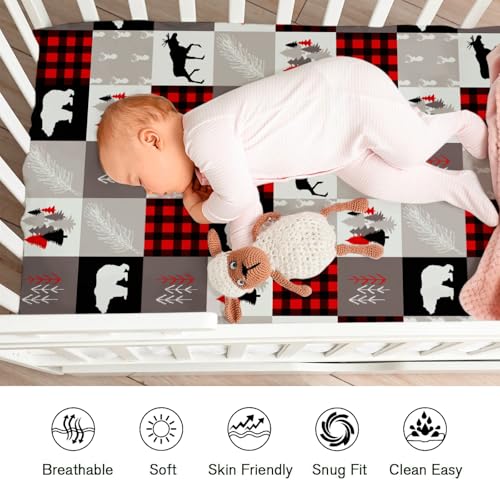 KASTLEE Christmas Animals Crib Sheet for Boy Girl 52x28